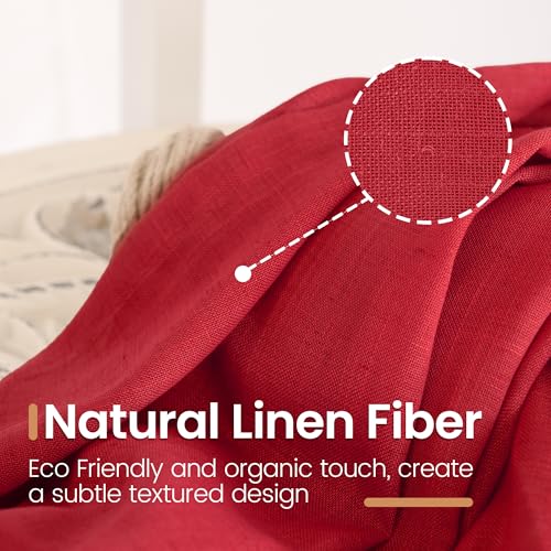 Red Linen Cafe Curtains 36 Inch Length (Red / 24"W x 36"L (Pack of 2))