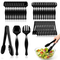36Pcs Plastic Serving Utensils Set (Black Style 2 / 36 Pcs)