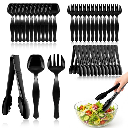 36Pcs Plastic Serving Utensils Set (Black Style 2 / 36 Pcs)