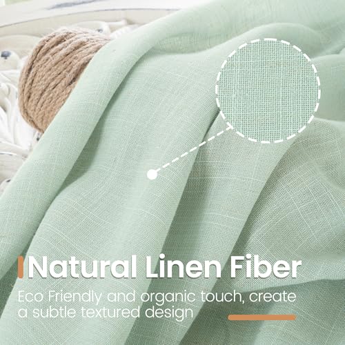Sage Green Linen Semi Sheer Curtains for Living Room 63 Inch Length (Sage Green / 52"W x 63"L (Pack of 2))