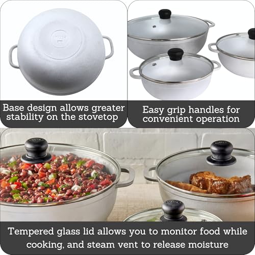 1.5 2.5 & 5.2 Qt Cast Aluminum Caldero 3 Piece Set with Glass Lid (1.5/2.5/5.2 Quart)