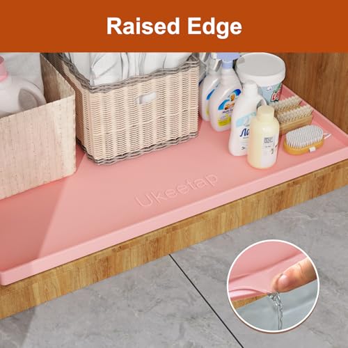 34" x 22" Extra Thick Silicone Mat Waterproof with Raised Edge (Pink / 34"L x 22"W)