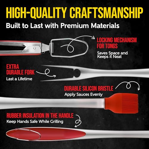BBQ Grilling Accessories (5 Pcs / Silver)