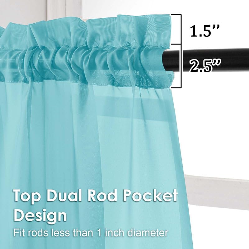 Aqua Sheer Curtains 54 Inches Long 2 Panels (Aqua / 42"W x 54"L (Pack of 2))