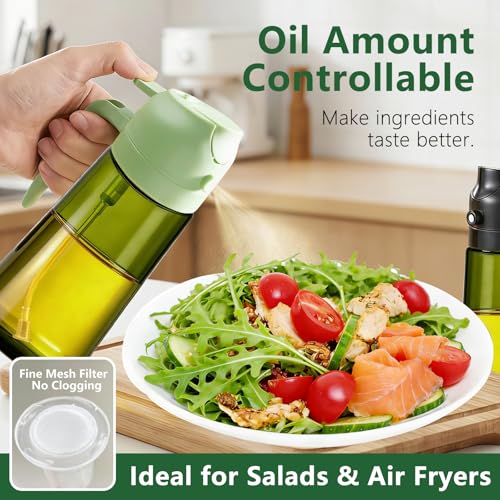 Olive Oil Sprayer & Dispenser Bottle for Cooking (Green)
