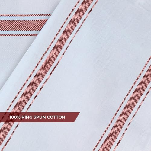 Dish Towels Cotton Kitchen Towels (Red Stripe / Pack of 30)