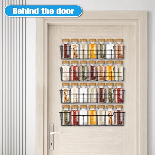 Spice Rack Organizer Wall Mount (Black-4 Pack)