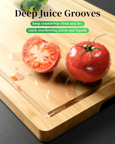 Bamboo Cutting Board for Kitchen (Natural / 17.3"L x 11.8"W)