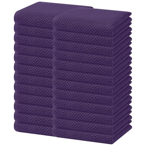 100% Cotton Waffle Weave Kitchen Dish Towels 24 (Eggplant / 13 X 28 - 24 Pack)