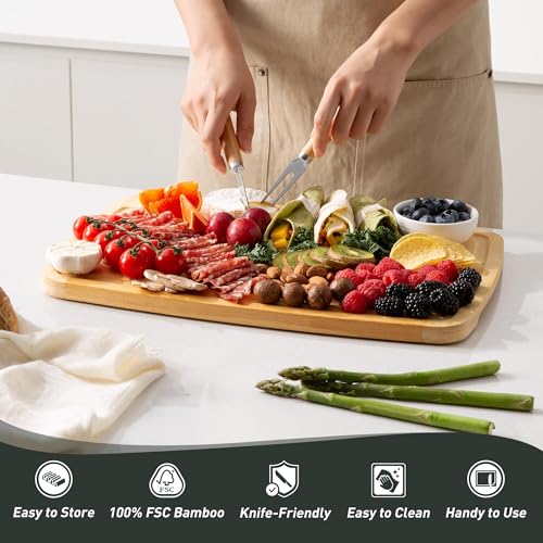 3 packs Bamboo Cutting Board Set Non Slip Feet Over Sink For Kitchen Meal Prep & Serving Brides Her Wedding Day Bridal Shower Engaged Wed House Christmas Married Future Unique Cool Gifts (3 Pack / Two-Tone Bamboo)