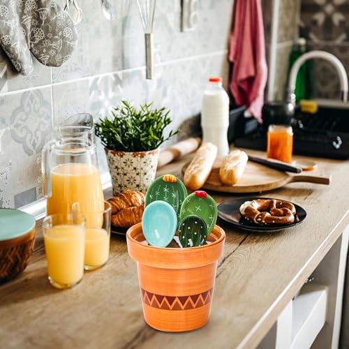 5Pcs Ceramic Measuring Spoons in Pot