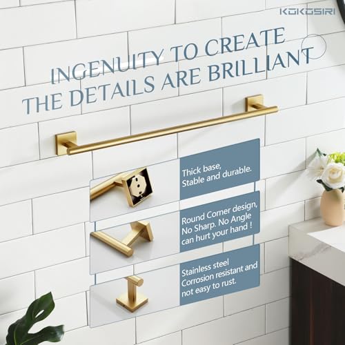 Towel Bar Bathroom Towel Holder for Bath Kitchen Cabinet Towel Rails 20 Inch Brushed Gold Stainless Steel B4005BG (Brushed Gold / 20-Inch)