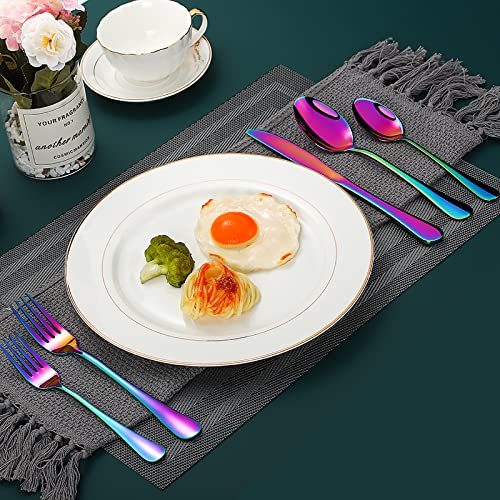 60 Pieces Rainbow Silverware set for 12 (Rainbow)