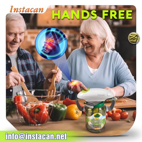 Higher Torque and One Touch Electric Jar Opener Easy Remove Almost Size Lid with Auto (White)