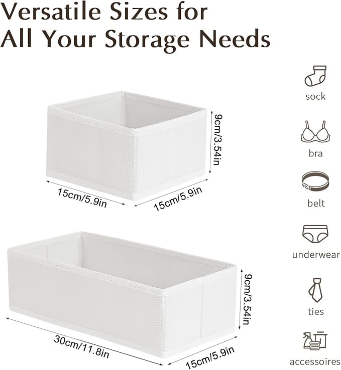 Drawer Organizers Clothes (White / 16 Pack)