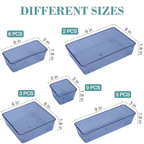 23 PCS Drawer Organizer Set (Dark Blue / 23 PCS)