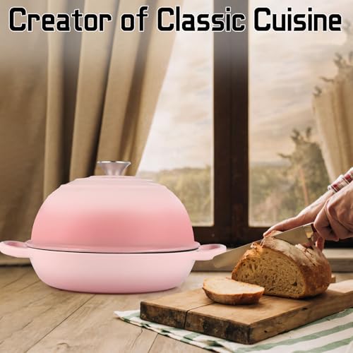 Enameled Bread Oven 10" Dutch Oven Pot with Lid Bread Dutch Oven Pink (Pink / 6QT)