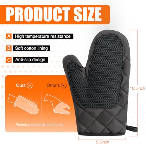Silicone Oven Mitts (Dark Black)