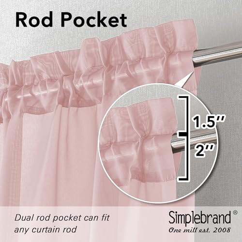 Blush Sheer Curtains 72 Inches Long 2 Panels for Living Room (Blush / 42"W x 72"L (Pack of 2))