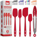 Silicone Spatula Set (4 Pcs + Tongs Red)