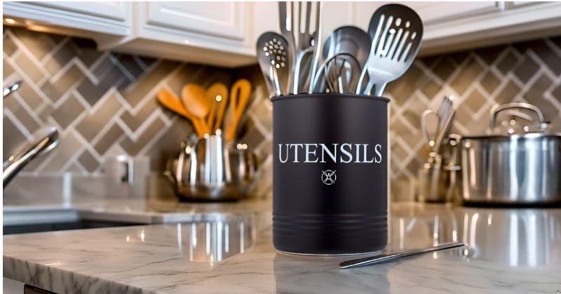 Large Black Kitchen Utensil Holder (black)