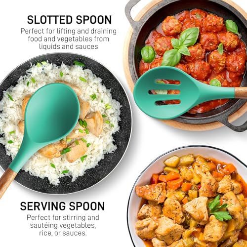 5 Piece Silicone Utensil Set (5-Piece Set / Mint)