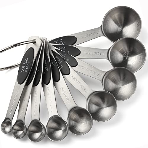 Magnetic Measuring Spoons Set of 9 Stainless Steel Measuring Spoons (Black)