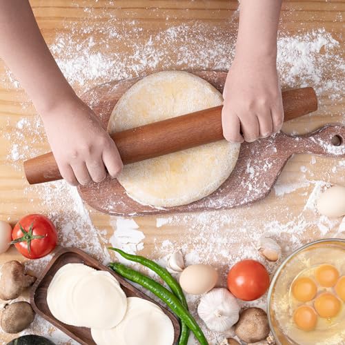 French Rolling Pin for Baking (15.75 Inches-Pointed / Brown)