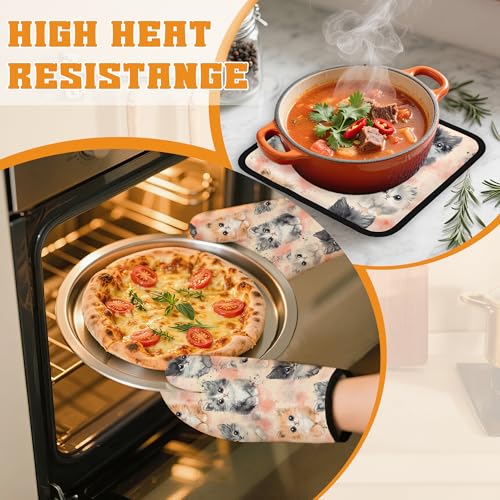 Cute Cat Oven Mitts and Pot Holders (Cute Cat)