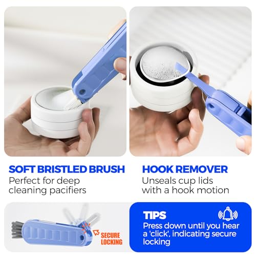 6 Pack 4 in 1 Cup Lid Cleaning Brush 3 Straws Bottle Brush (Blue & Yellow & Red)