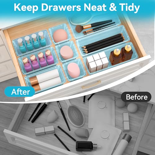 12 PCS Drawer Organizer Set (Sea Blue / 12 Pcs)
