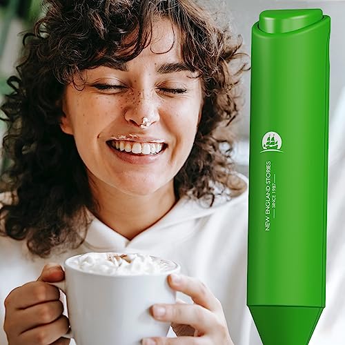 Powerful Milk Frother Handheld Foam Maker (No Stand / Green)