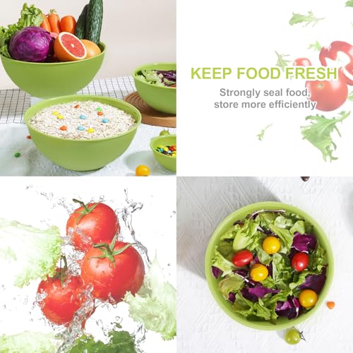 BPA Free Plastic Round Mixing Bowl with Lids (Light Green)