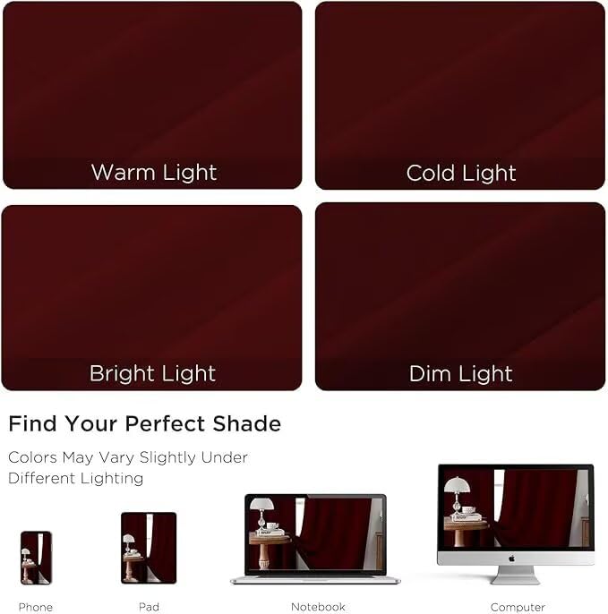 Blackout Curtains for Bedroom 84 inch Long 2 Panels (Burgundy Red / 52"W x 84"L (Pack of 2))