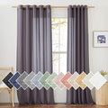 Flax Linen Sheer Curtains for Patio Sliding Door (70"W x 84"L (Pack of 2) / Purple Brown)