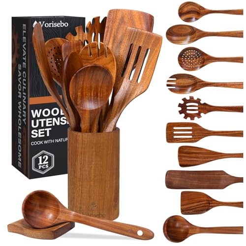 12 Pcs Teak Wooden Utensils Set (12 Pieces Set)