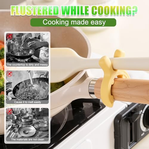 3Pcs Multifunction Silicone Pot Handle Spatula Rack