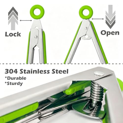 9" Kitchen Tongs for cooking with Silicone Tips (9 Inch / Light Green)