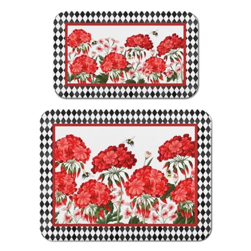 Dish Drying Mat 2 (Red Geranium / 2-Pack)