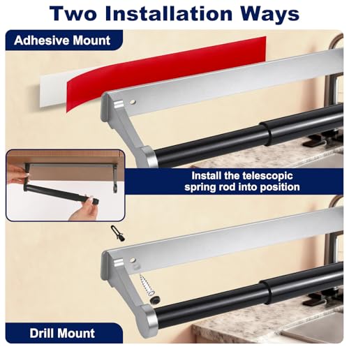 Paper Towel Holder Wall Mount Adhesive Paper Towel Holder Under Cabinet Toilet Roll Hanging Holders Rack for Kitchen Bathroom Garage Counter (Silver)