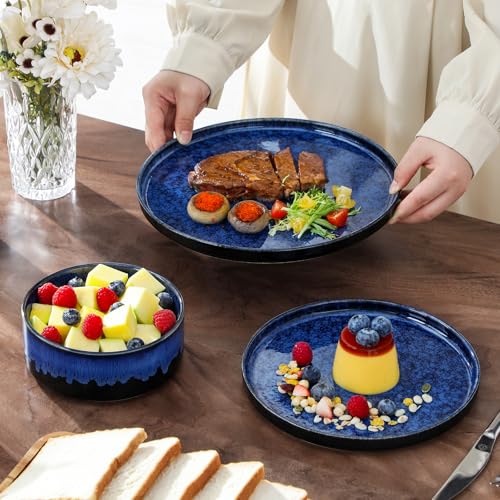 Plates and Bowls Sets for 6 (18 Pieces(service for 6) / Blue)