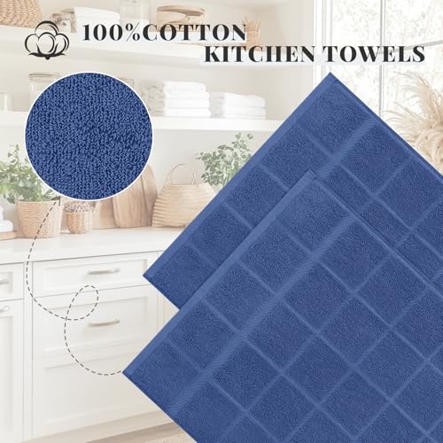 100% Cotton Kitchen Towels 18"x28" (Navy Blue / 18 x 28 - 8 Pack)