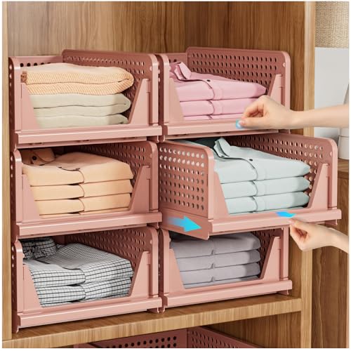 5 Pack Stackable Closet Organizer Box (Pink / 5 Pack)
