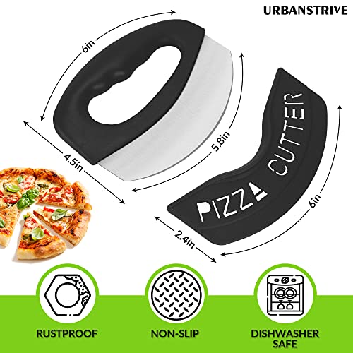 Heavy Duty Stainless Steel Pizza Cutter with Cover (Black)