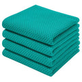 100% Cotton Waffle Weave Kitchen Dish Towels 4 (Teal / 13 X 28 - 4 Pack)