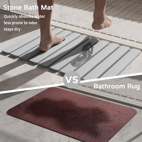 Foldable Stone Bath Mat (Light Gray / 23.5" x 15.4" (Rectangular))