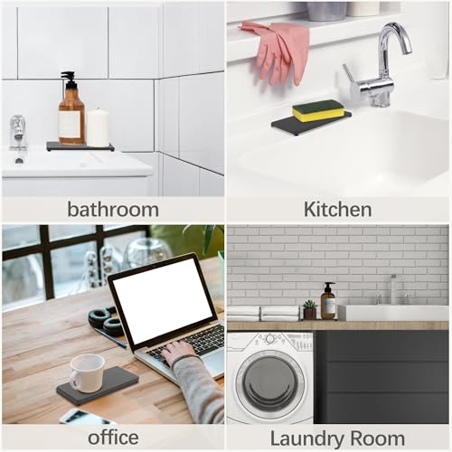 2Pcs Stone Soap Trays Water Absorbing Diatomite Coaster (Dark Gray / 8.3" x 3.9")