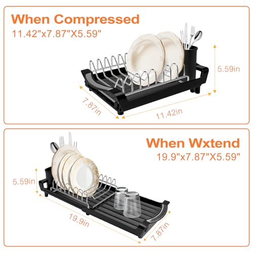 Dish Drying Rack Compact Expandable (Black / Single)