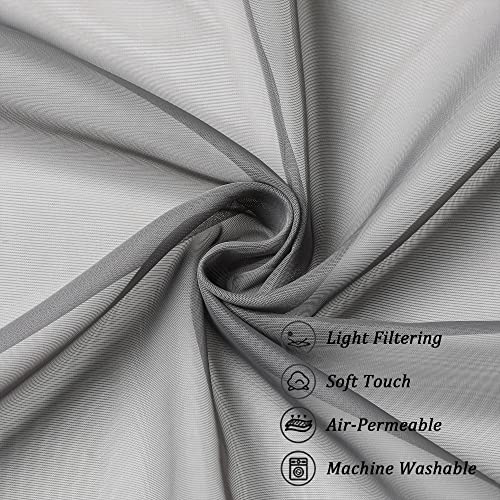 Sheer Valances for Windows 42W x 14L inches 2 Pack (Charcoal Grey / 42"W x 14"L (Pack of 2))