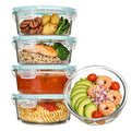 5Pack 22oz Glass Storage Containers with Lids (Green / 22oz-Round)